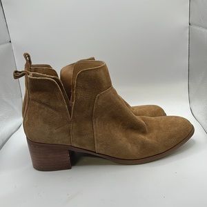 Franco Sarto Richland 2 Ankle Heeled Booties Brown Tan Leather Womens Size 10 M